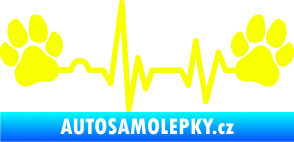 Samolepka Srdeční tep 004 tlapky Fluorescentní žlutá