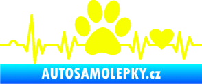 Samolepka Srdeční tep 005 pravá tlapka a srdíčko Fluorescentní žlutá