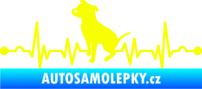 Samolepka Srdeční tep 007 levá pitbull Fluorescentní žlutá