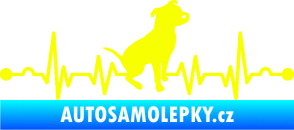Samolepka Srdeční tep 007 pravá pitbull Fluorescentní žlutá