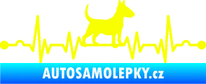 Samolepka Srdeční tep 008 pravá pes bulteriér Fluorescentní žlutá