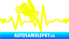 Samolepka Srdeční tep 013 levá motorkář Fluorescentní žlutá
