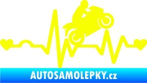 Samolepka Srdeční tep 013 pravá motorkář Fluorescentní žlutá