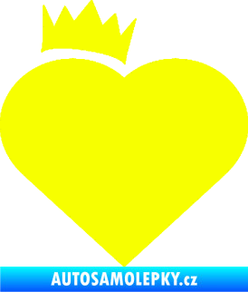 Samolepka Srdíčko 010 levá s korunkou Fluorescentní žlutá