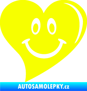 Samolepka Srdíčko 014 pravá s úsměvem Fluorescentní žlutá