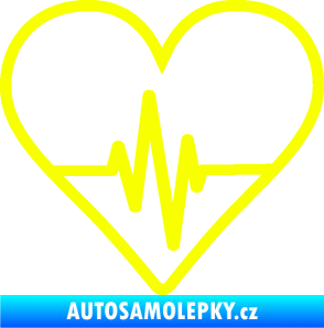 Samolepka Srdíčko 017 ekg křivka Fluorescentní žlutá