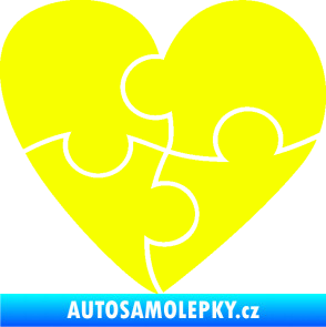 Samolepka Srdíčko 018 pravá puzzle Fluorescentní žlutá