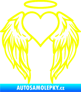 Samolepka Srdíčko 019 andělská křídla Fluorescentní žlutá