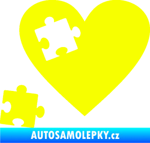Samolepka Srdíčko 022 levá vypadlý puzzlík Fluorescentní žlutá