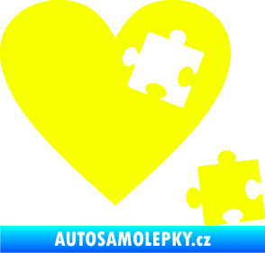 Samolepka Srdíčko 022 pravá vypadlý puzzlík Fluorescentní žlutá