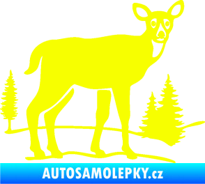 Samolepka Srna 002 pravá s krajinou Fluorescentní žlutá