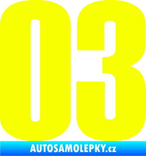 Samolepka Startovní číslo 03 typ 2   Fluorescentní žlutá