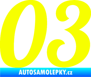Samolepka Startovní číslo 03 typ 3 Fluorescentní žlutá