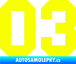 Samolepka Startovní číslo 03 Fluorescentní žlutá
