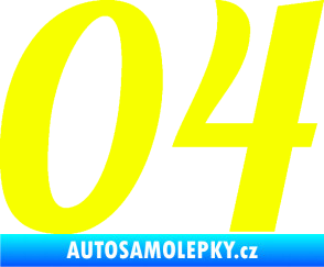 Samolepka Startovní číslo 04 typ 3 Fluorescentní žlutá