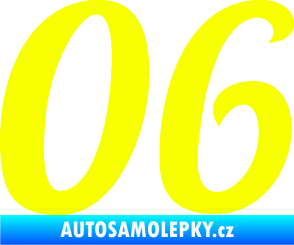 Samolepka Startovní číslo 06 typ 3 Fluorescentní žlutá