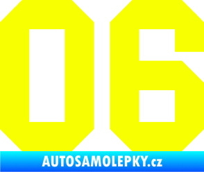 Samolepka Startovní číslo 06 Fluorescentní žlutá