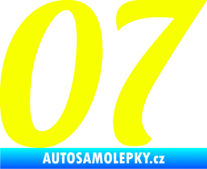 Samolepka Startovní číslo 07 typ 3 Fluorescentní žlutá