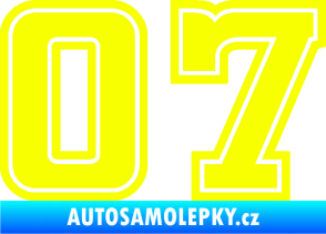 Samolepka Startovní číslo 07 typ 5 Fluorescentní žlutá