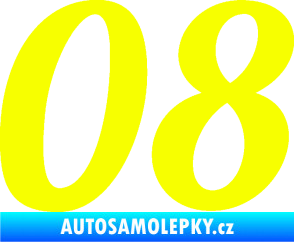 Samolepka Startovní číslo 08 typ 3 Fluorescentní žlutá