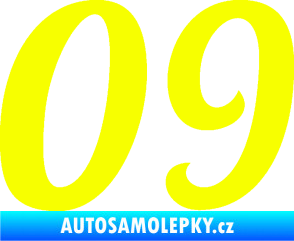 Samolepka Startovní číslo 09 typ 3  Fluorescentní žlutá