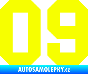 Samolepka Startovní číslo 09 Fluorescentní žlutá