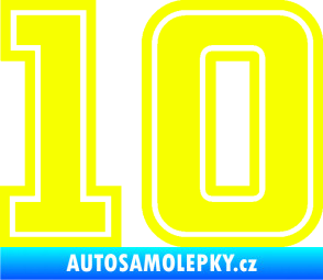 Samolepka Startovní číslo 10 typ 5 Fluorescentní žlutá