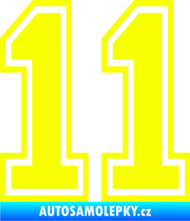 Samolepka Startovní číslo 11 typ 4 Fluorescentní žlutá