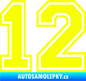 Samolepka Startovní číslo 12 typ 4 Fluorescentní žlutá