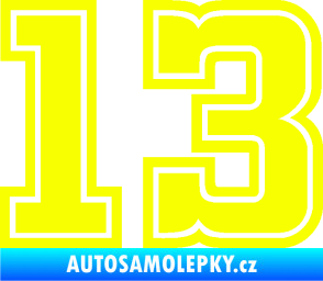 Samolepka Startovní číslo 13 typ 5 Fluorescentní žlutá