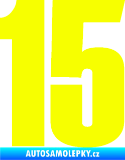 Samolepka Startovní číslo 15 typ 2  Fluorescentní žlutá