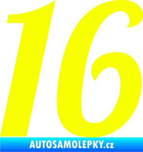 Samolepka Startovní číslo 16 typ 3       Fluorescentní žlutá