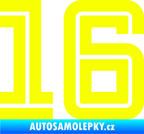 Samolepka Startovní číslo 16 typ 7 Fluorescentní žlutá