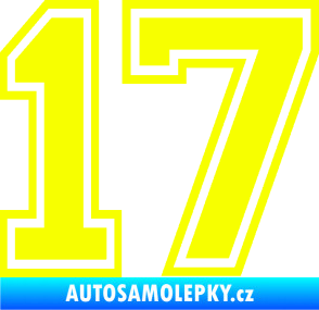 Samolepka Startovní číslo 17 typ 4 Fluorescentní žlutá