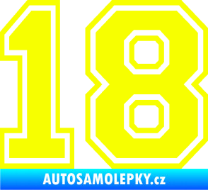 Samolepka Startovní číslo 18 typ 4 Fluorescentní žlutá