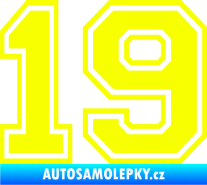 Samolepka Startovní číslo 19 typ 4 Fluorescentní žlutá
