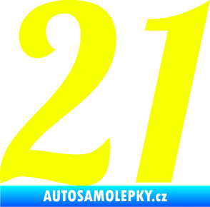 Samolepka Startovní číslo 21 typ 3 Fluorescentní žlutá