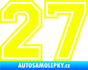 Samolepka Startovní číslo 27 typ 4 Fluorescentní žlutá