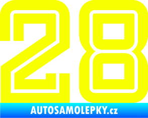 Samolepka Startovní číslo 28 typ 7 Fluorescentní žlutá