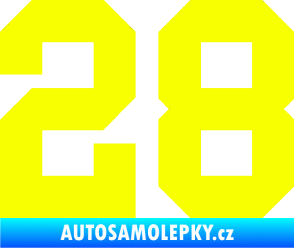 Samolepka Startovní číslo 28 Fluorescentní žlutá