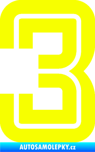 Samolepka Startovní číslo 3 typ 7 Fluorescentní žlutá