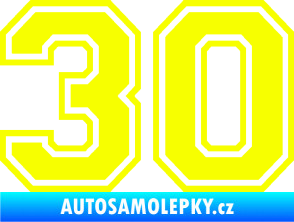 Samolepka Startovní číslo 30 typ 4 Fluorescentní žlutá