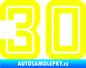 Samolepka Startovní číslo 30 typ 7 Fluorescentní žlutá