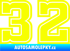 Samolepka Startovní číslo 32 typ 5 Fluorescentní žlutá