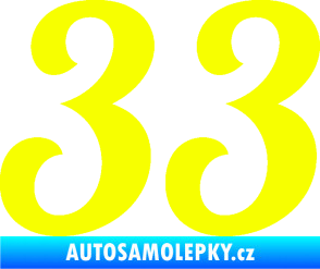 Samolepka Startovní číslo 33 typ 3 Fluorescentní žlutá