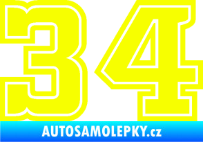 Samolepka Startovní číslo 34 typ 5 Fluorescentní žlutá