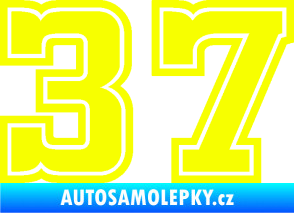 Samolepka Startovní číslo 37 typ 5 Fluorescentní žlutá