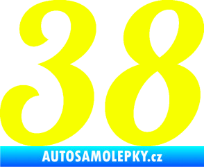 Samolepka Startovní číslo 38 typ 3  Fluorescentní žlutá