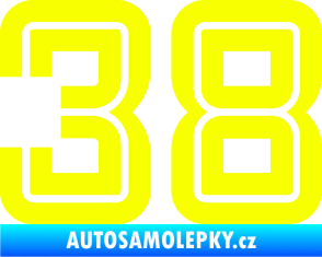 Samolepka Startovní číslo 38 typ 7 Fluorescentní žlutá