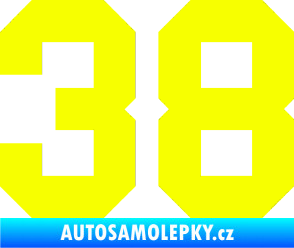Samolepka Startovní číslo 38 Fluorescentní žlutá